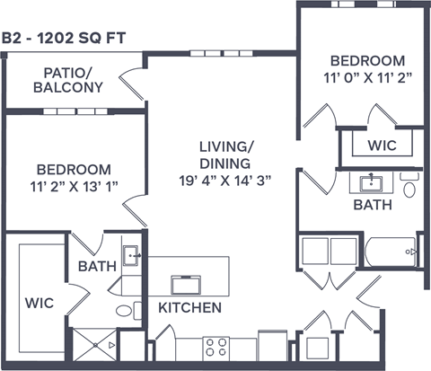 B2 Floor Plan at Taylor Farms, Charlotte, NC, 28262